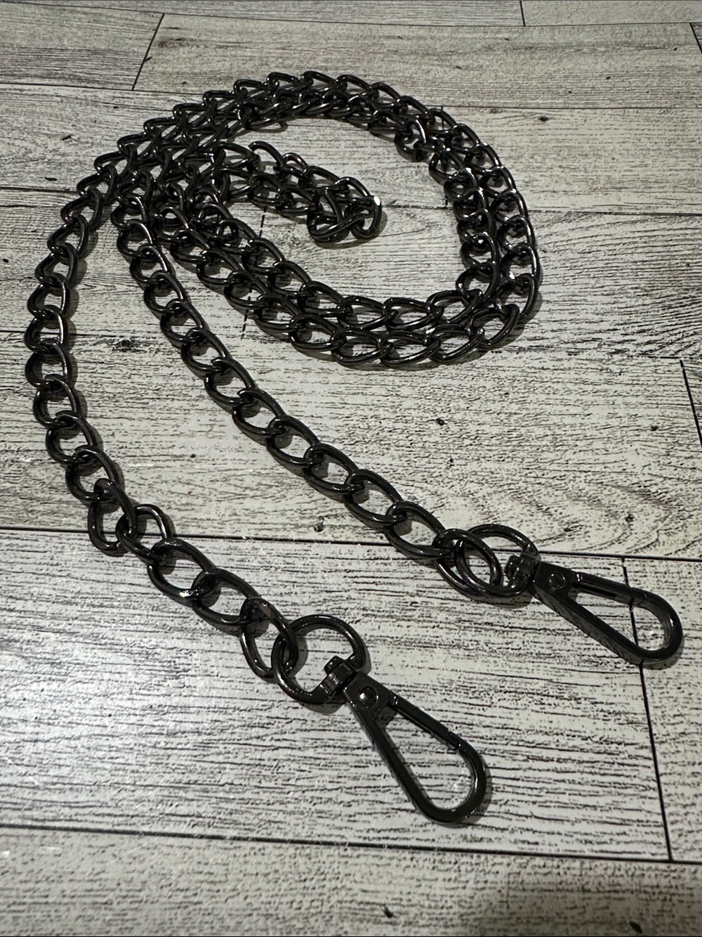 Replaceable purse strap Black Chain Strap Removable Lobster Clasps